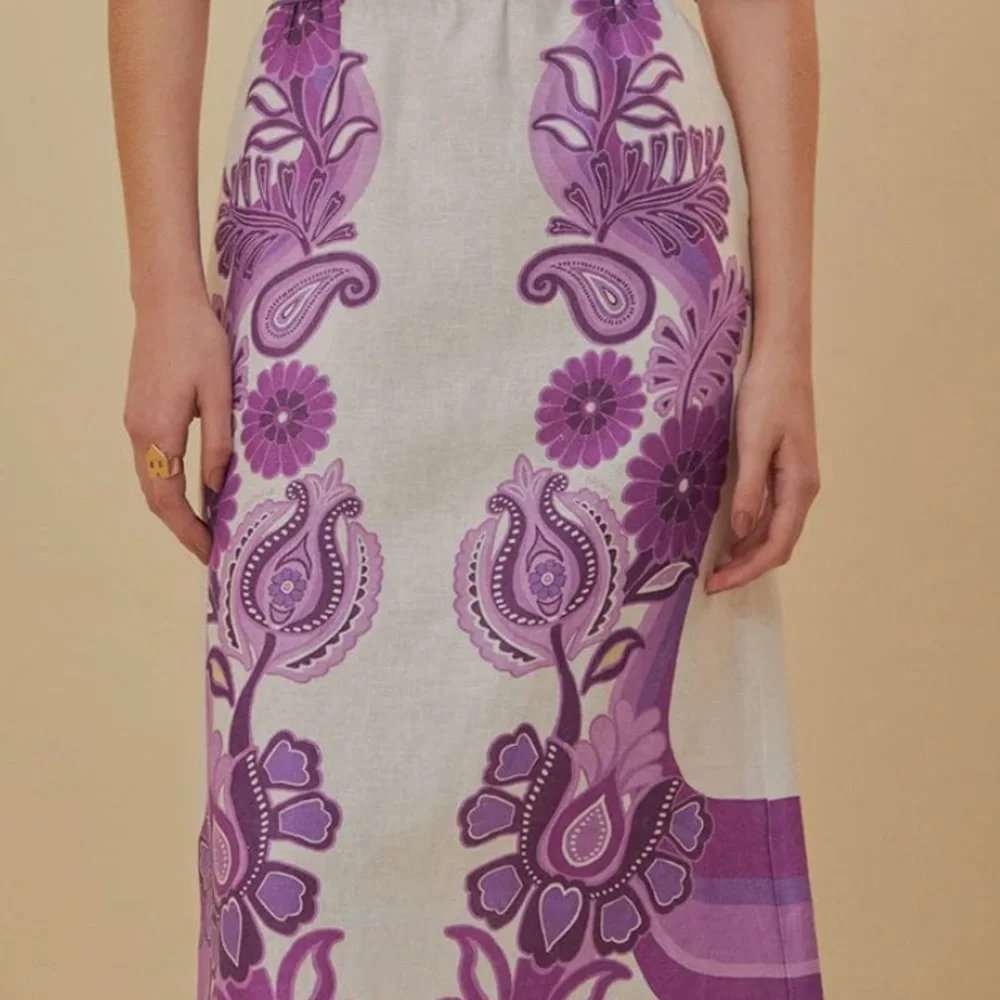 NWT Farm Rio Linen Womens Maxi Purple Floral Skirt - Picture 3 of 6